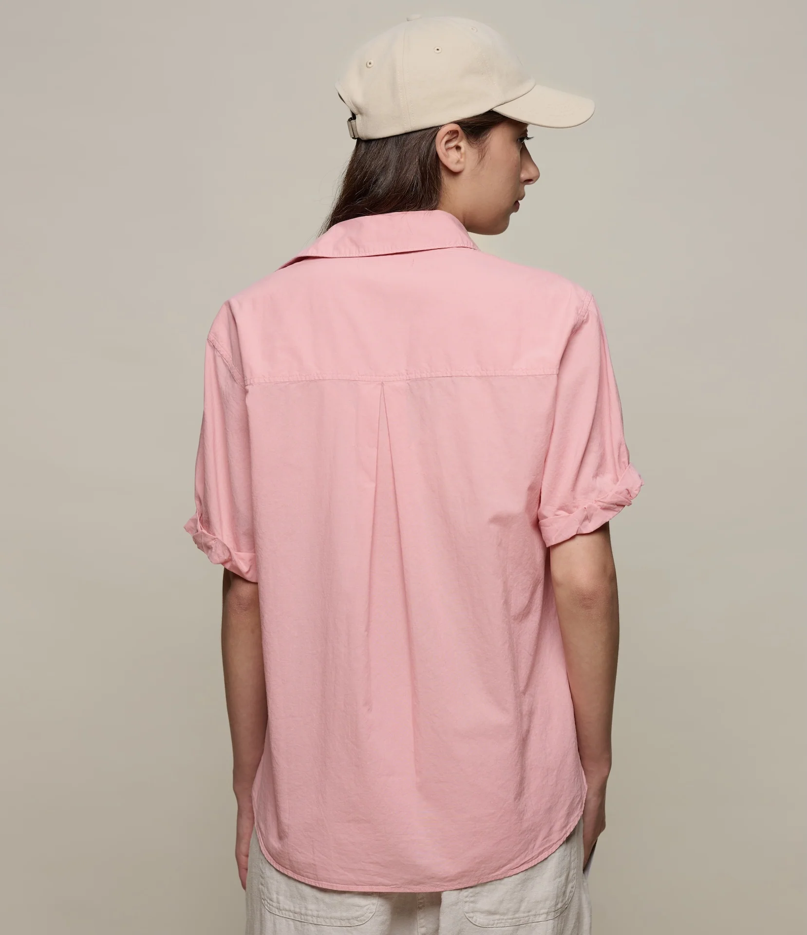 Lightweight Cotton Poplin Women's Shirt with Rolled-Up Sleeves - Image 5