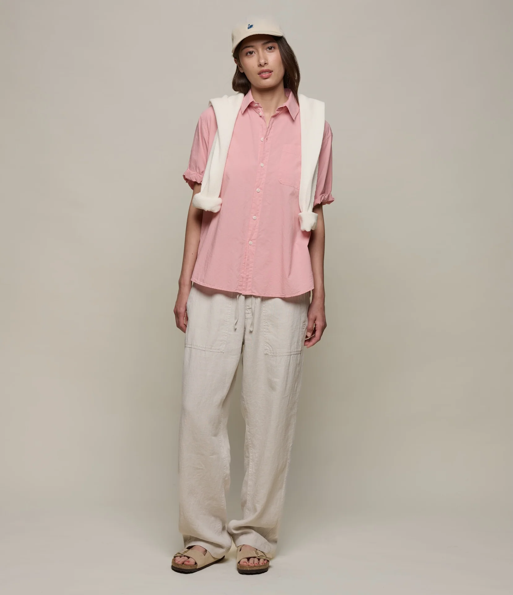 Lightweight Cotton Poplin Women's Shirt with Rolled-Up Sleeves - Image 6
