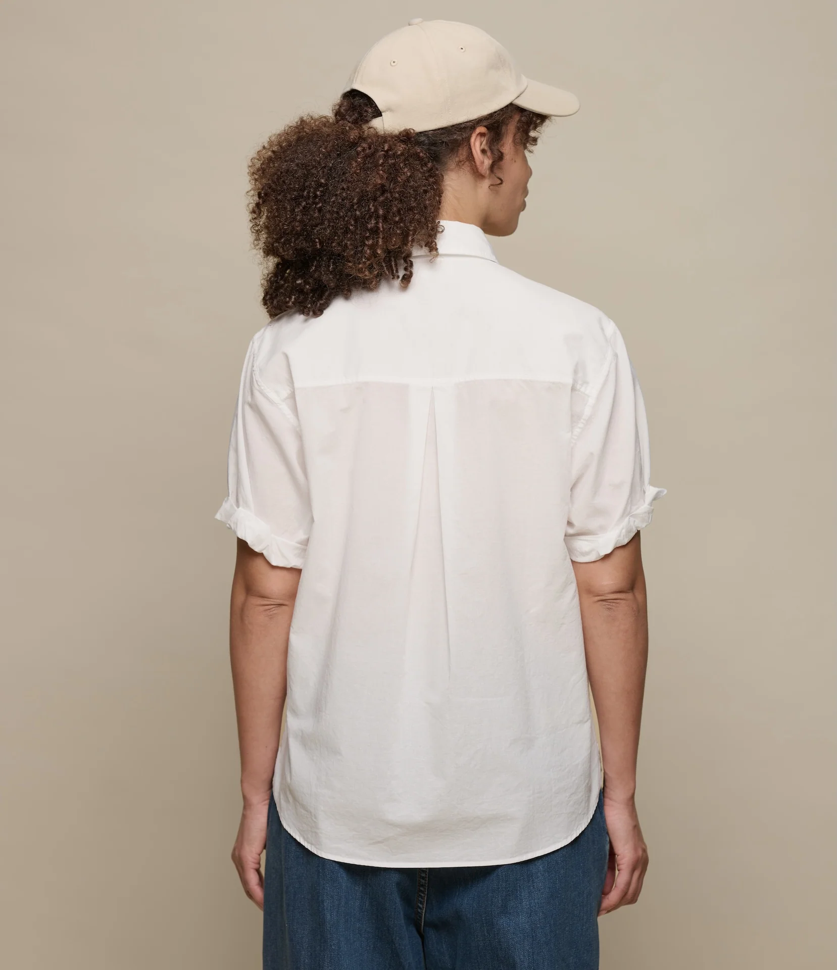 Lightweight Cotton Poplin Women's Shirt with Rolled-Up Sleeves - Image 3