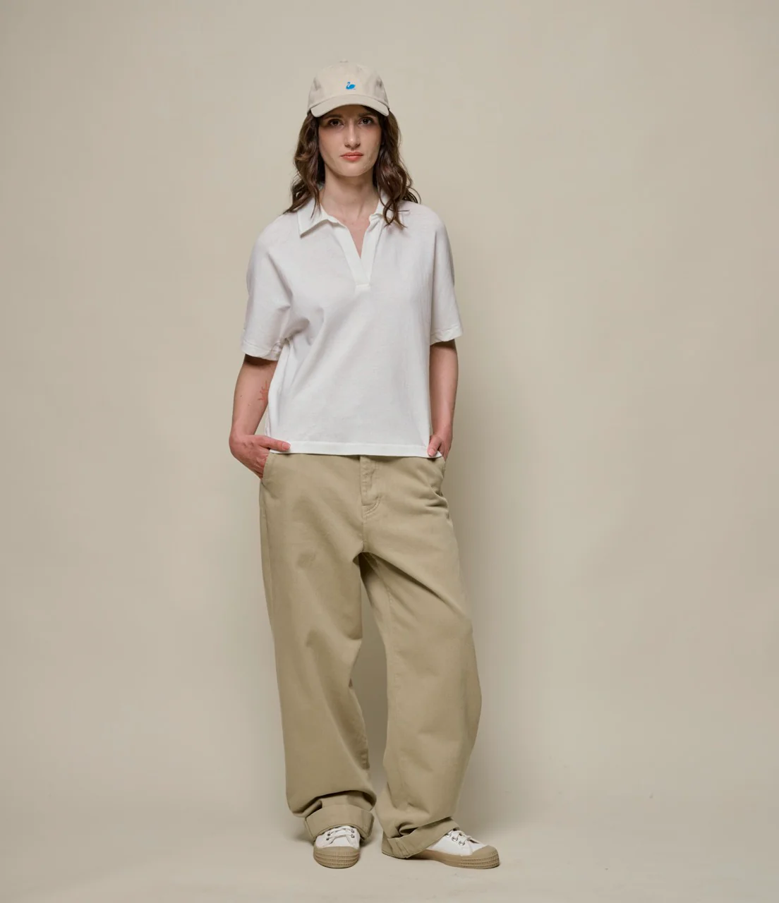 Linen-Cotton Relxed Fit Women's Short Sleeve Polo Shirt - Image 4