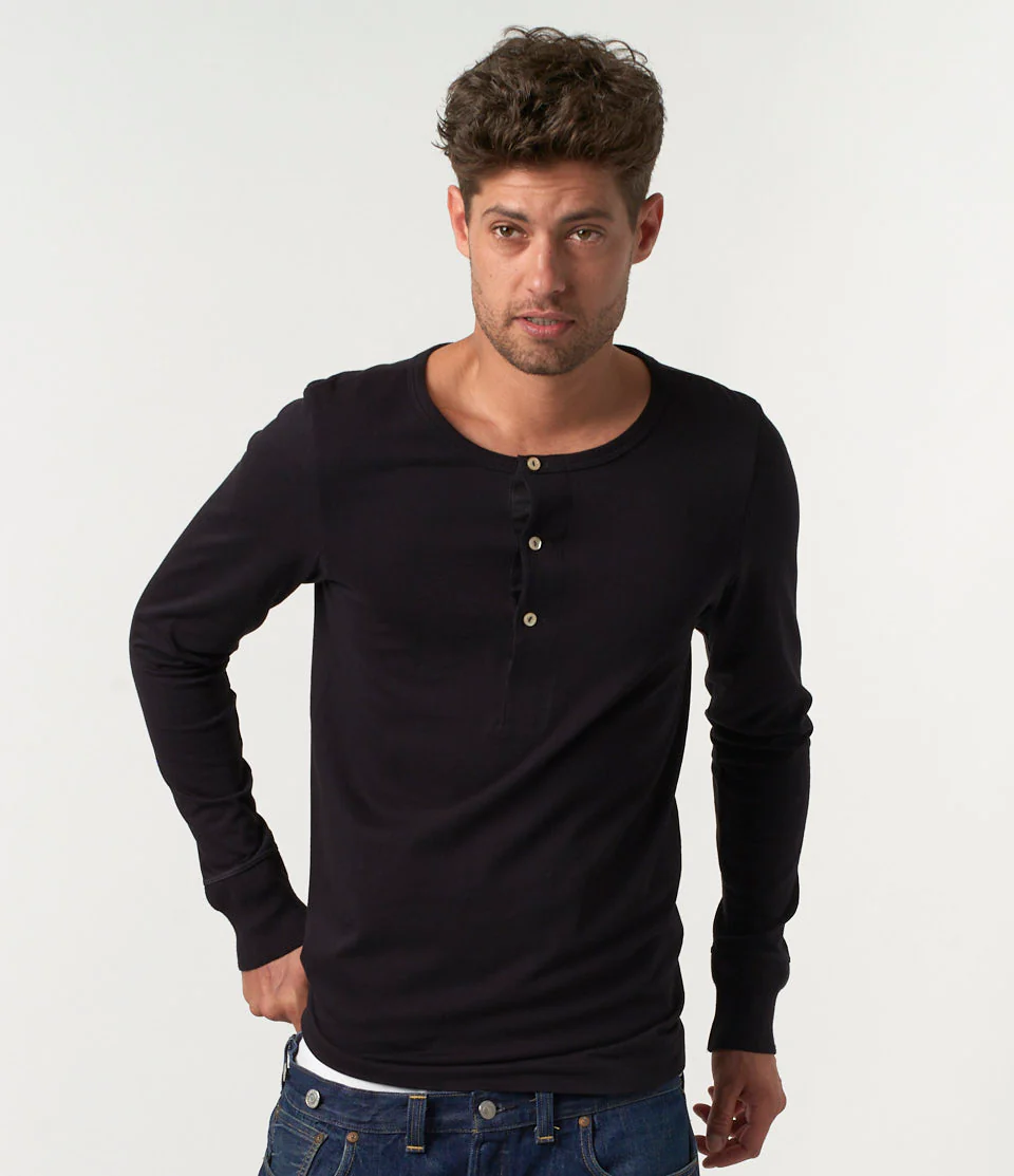 206 Loopwheeled Classic Fit Midweight Long Sleeve Henley