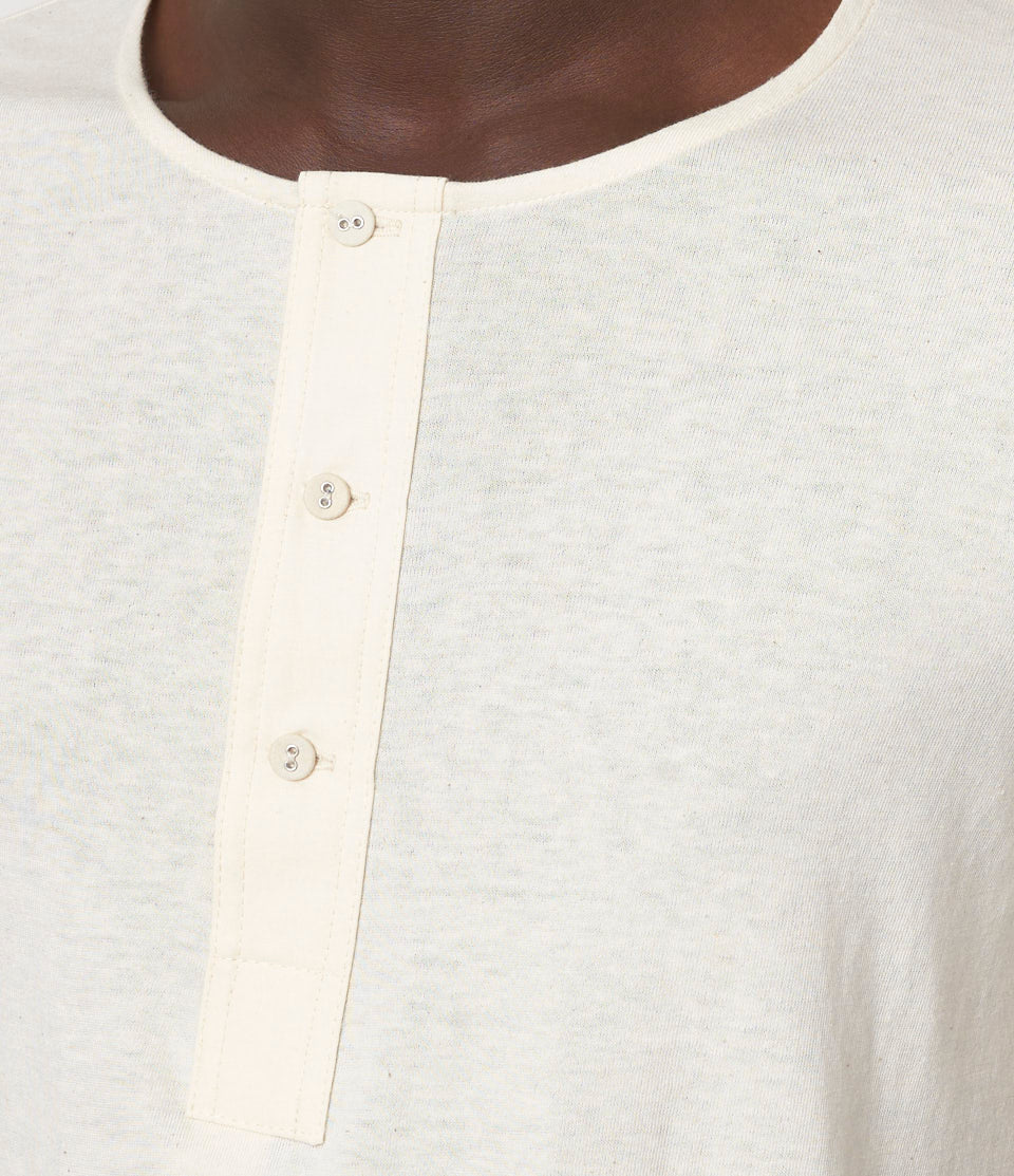 103 Loopwheeled Maco-Imit Short Sleeve Henley - Image 3
