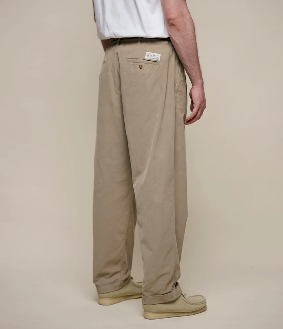 Pleated Lightweight Cotton Corduroy Ankle Length Pants - Image 5