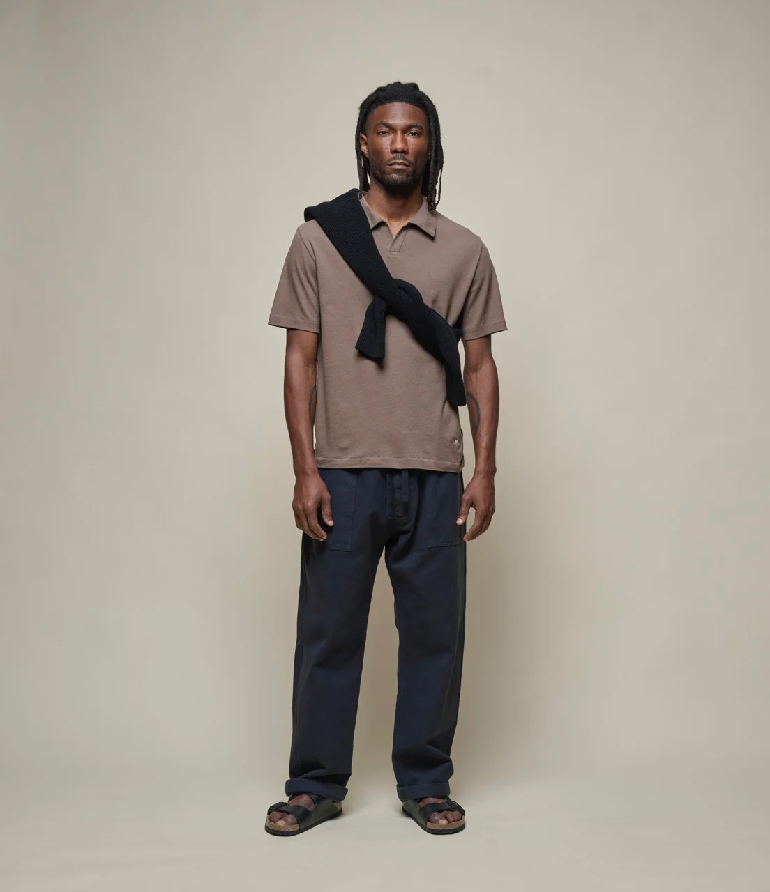 Linen-Cotton Relaxed Fit  Short Sleeve Polo Shirt - Image 5