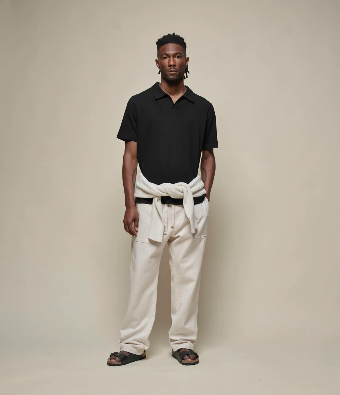 Linen-Cotton Relaxed Fit Short Sleeve Polo Shirt - Image 4