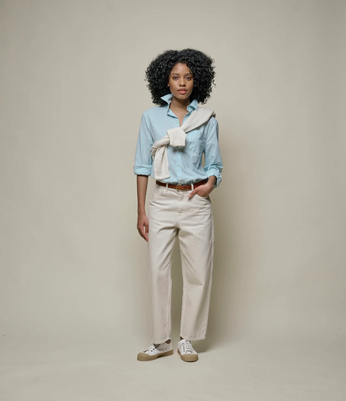 Lightweight Cotton Poplin Women's Long Sleeve Shirt - Image 3