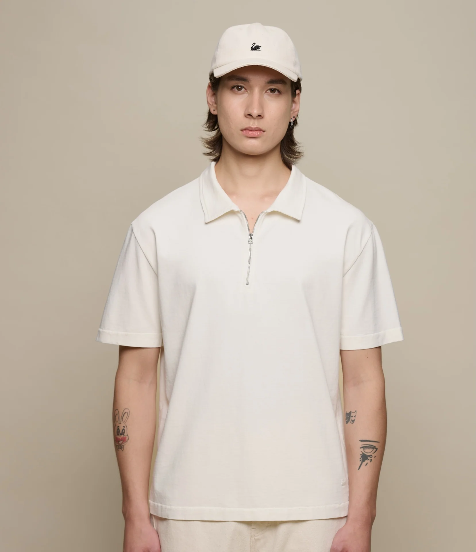 Sturdy Boxy Fit Giza Cotton-Hemp Zip T-Shirt