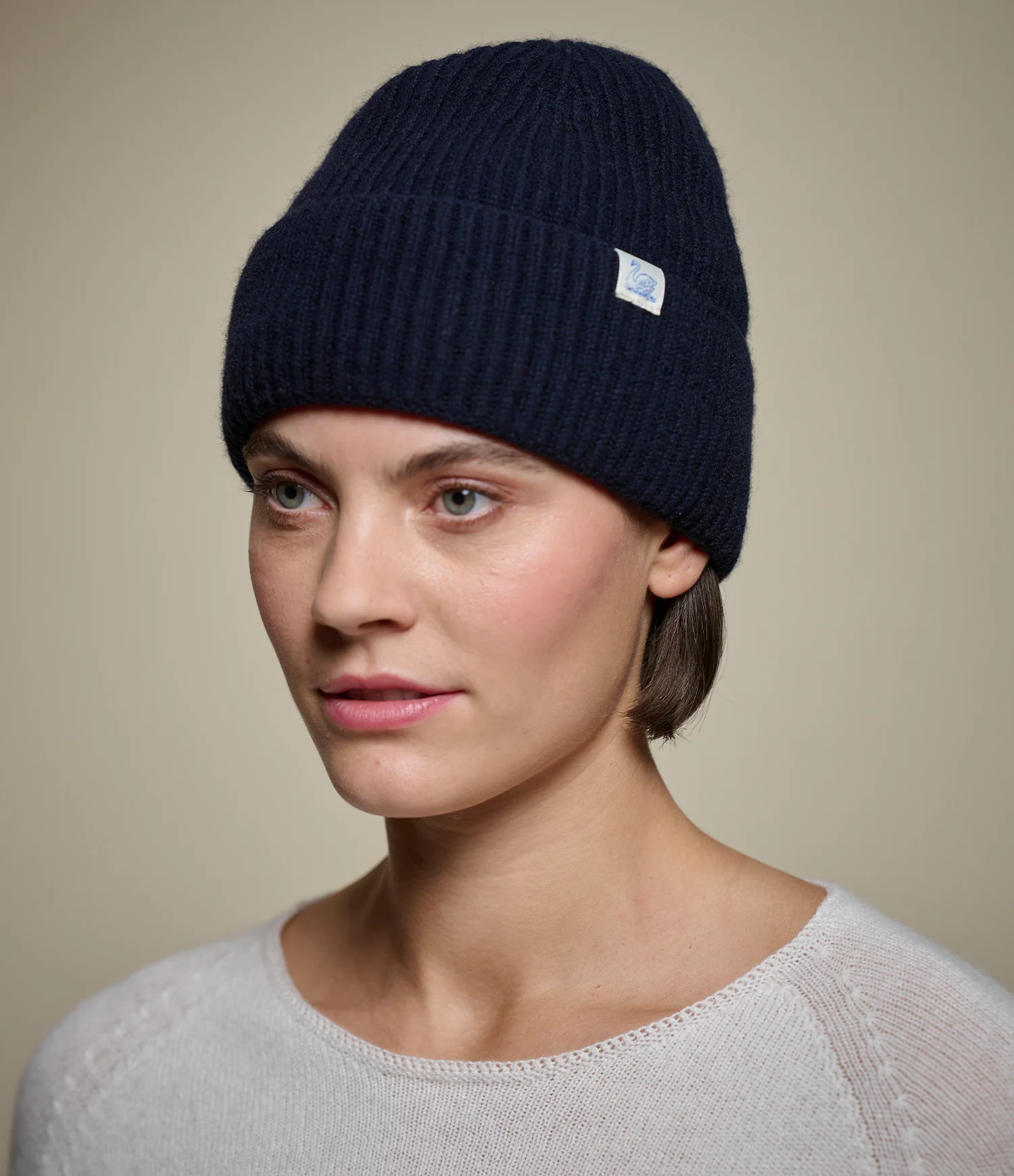 Ribbed Merino Wool-Cashmere-Silk Beanie - Image 2