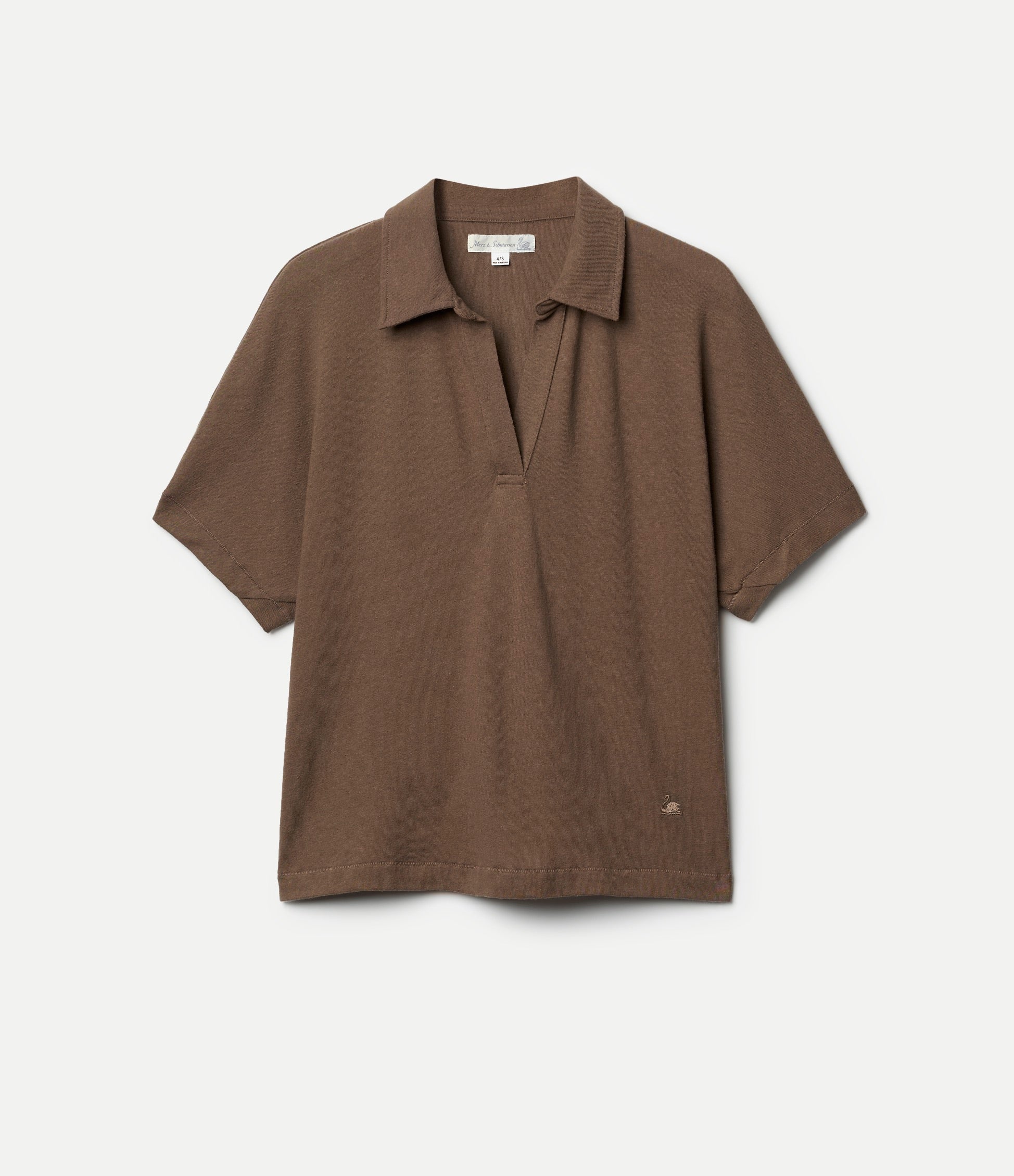 Linen-Cotton Relxed Fit Women's Short Sleeve Polo Shirt - Image 2