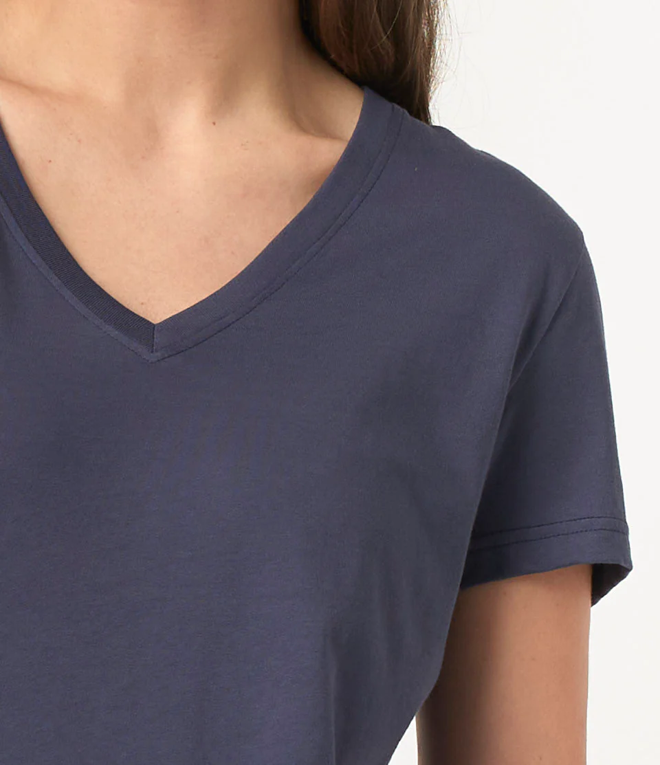 Lightweight Cotton Jersey Women's V-Neck T-Shirt - Image 3