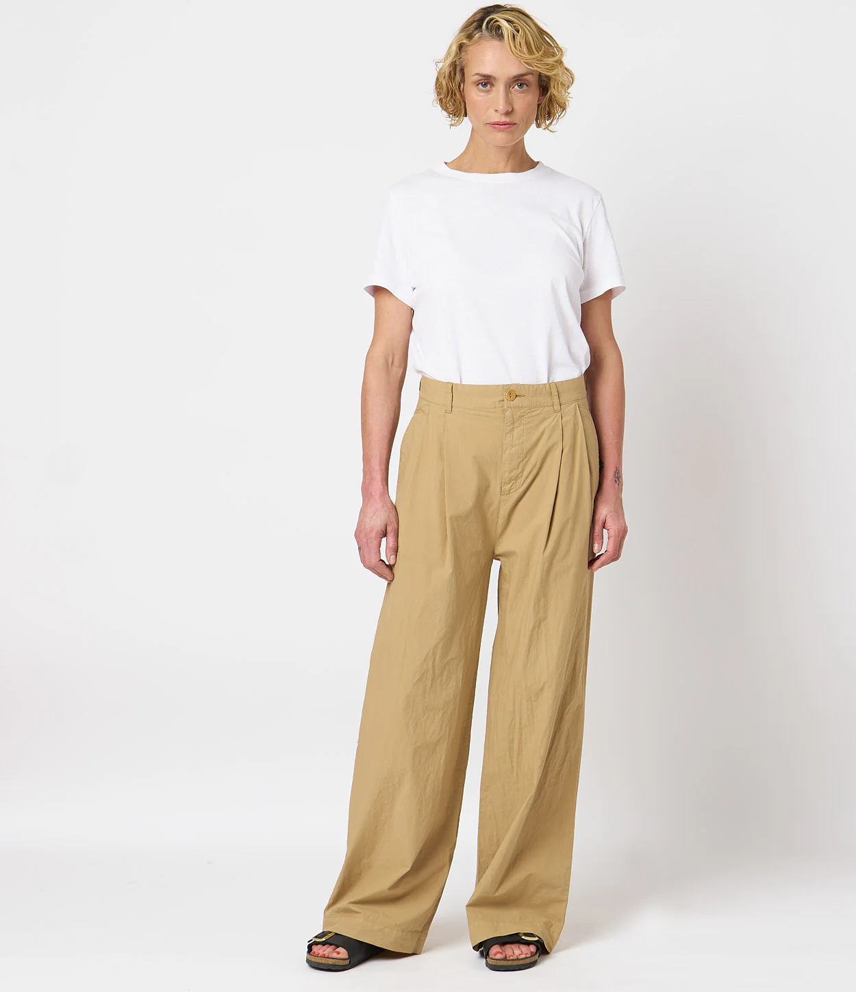Marlene Style Pleated Cotton Poplin Women's Pants